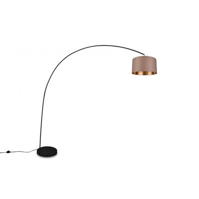 Lampadaire métal abat jour tissu en arc Mansur TRIO