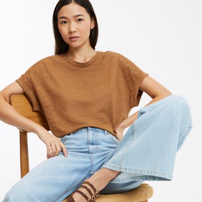 T-shirt col rond en lin LA REDOUTE COLLECTIONS