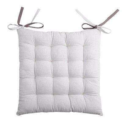 Lot de 4 galettes de chaise 16 points  Duo écru lin coton DECORATIE