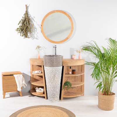 Meuble sous vasque en teck rectangle + vasque 120cm FLORENCE WANDA COLLECTION