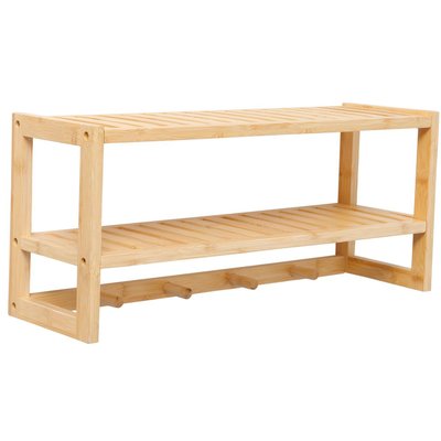 Portemanteau mural en bambou avec étagère 55x17x24cm WADIGA