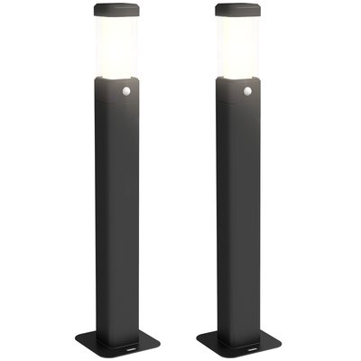 Lot de 2 lampes d'extérieur - bornes lumineuses LED - alu noir OUTSUNNY