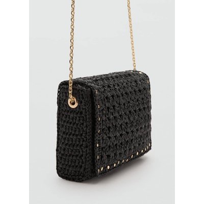 Sac bandoulière fibre naturelle à clous MANGO