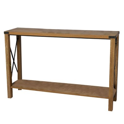 Console 2 plateaux en bois et métal noir croisillons 117x29x77cm WADIGA