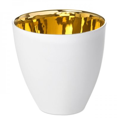 Tasse à Thé Assoiffée Porcelaine Blanc Brillant et Or Diam 8,5 cm TSE ET TSE ASSOCIÉES