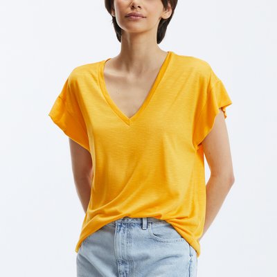 Loose Fit V-Neck T-Shirt VILA