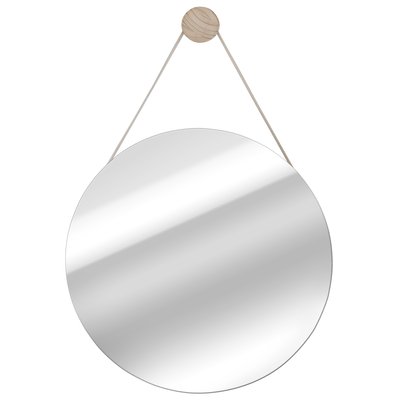 Miroir décoratif rond en Bois recouvert naturel, NORDIK BARBIER INSPIRE