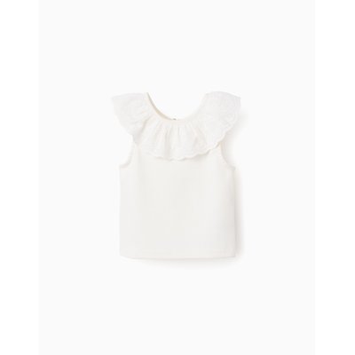 Top Côtelé avec Col en Broderie Anglaise ZIPPY