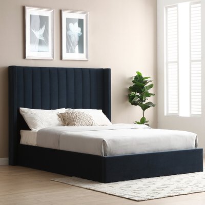 Taylor Fluted Velvet Headboard Multi-Lift Ottoman Storage Bed SO'HOME