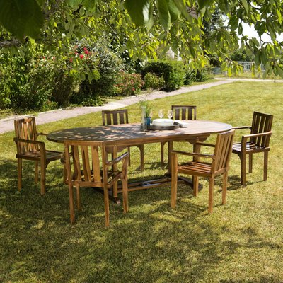 Salon de jardin table + chaises en teck massif MACAO PIER IMPORT