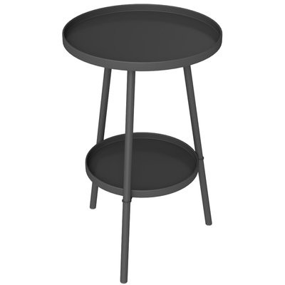 Table d'appoint de jardin ronde 2 niveaux métal OUTSUNNY