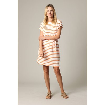 Robe rayée en jersey coton avec col rond et manches courtes à revers ACHANDA DEELUXE