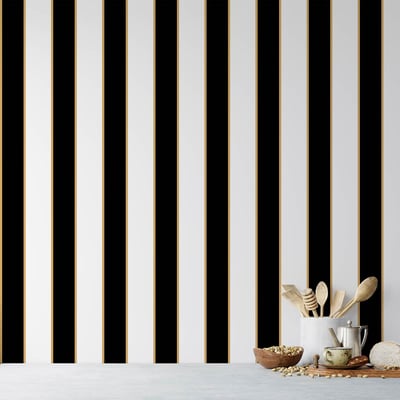 Papier peint rayures noir dorés HEXOA