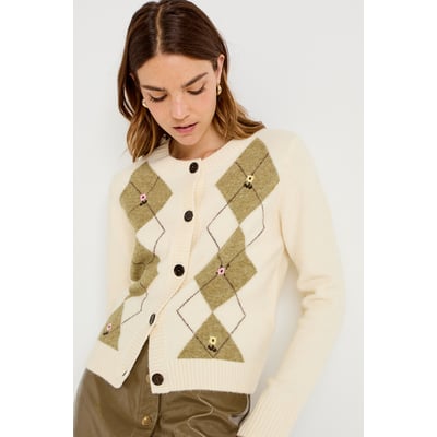Gilet broderie col rond manches longues CACHE CACHE