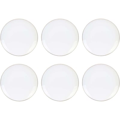 Assiette en porcelaine avec liseré doré (Lot de 6) Assiettes plates - 20 cm CMP