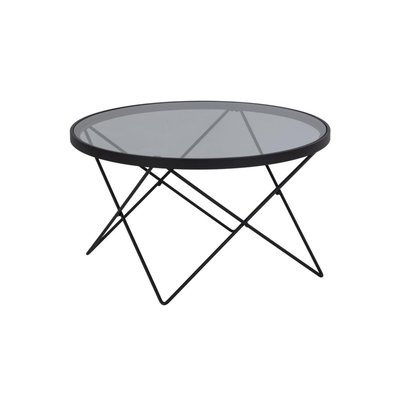 Table basse ronde en verre et métal noir D80 - BENNY HELLIN, DEPUIS 1862