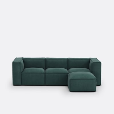 Canapé modulable, 3 places et pouf, en velours côtelé fines côtes, SEVEN LA REDOUTE INTERIEURS