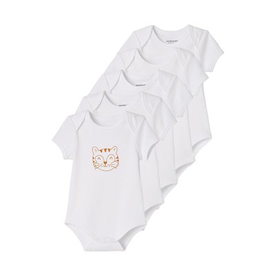 Lot de 5 bodies « animaux » naissance ouverture US manches courtes BASICS VERTBAUDET