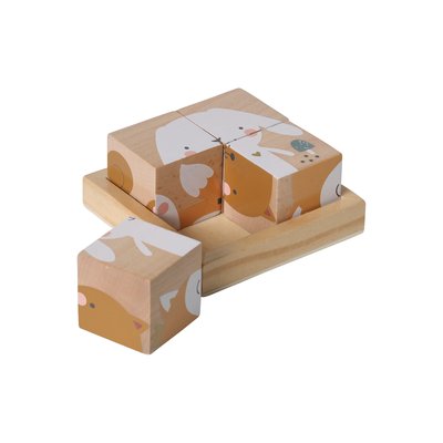 Puzzle 4 cubes FORÊT ENCHANTÉE en bois VERTBAUDET