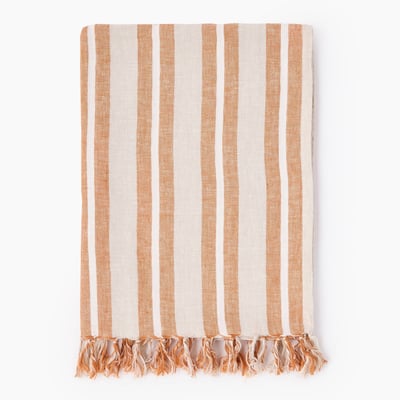 Fouta simple lin rayure chemise, 100x180cm, 100% lin MONOPRIX