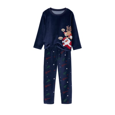 Pyjama velours Noël haut imprimé bas rayé VERTBAUDET