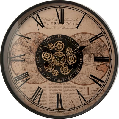 Horloge murale en métal esprit vintage RECOLLECTION