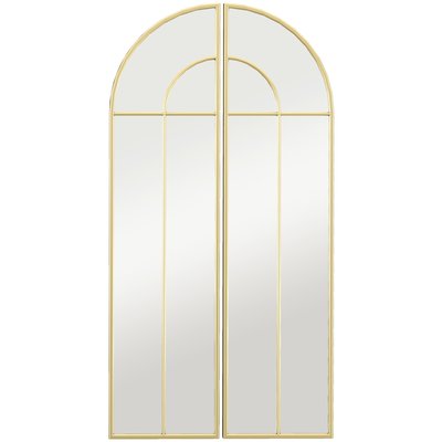 Miroir mural style verrière dim. panneau 30 x 120 cm métal doré verre HOMCOM