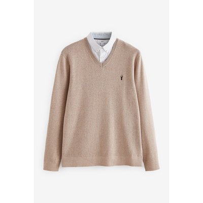Pull coupe standard avec col v style chemise NEXT