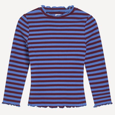 T-shirt rayé, à col volanté et manches longues, en côtes LA REDOUTE COLLECTIONS