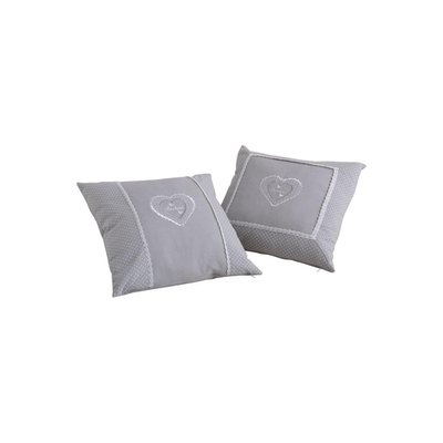 Coussins carrés gris avec coeur (Lot de 2) AUBRY GASPARD