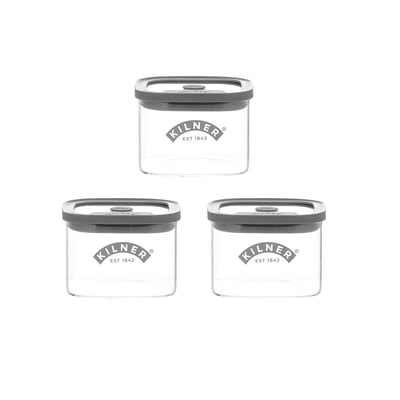 Set of 3 Fresh Storage 0.5L Square Jars KILNER