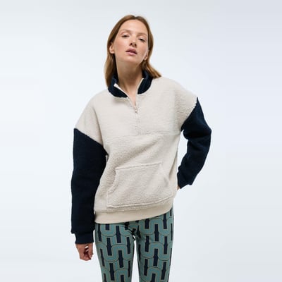 Sweat coloré en sherpa MONOPRIX