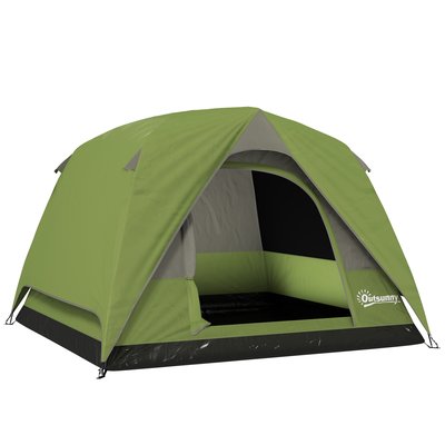 Tente de camping 2-3 personnes fenêtres poche sac transport crochet vert OUTSUNNY
