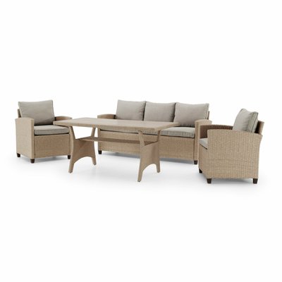 Salon de jardin 5 places, rotin, VERONA DEFORA HOME