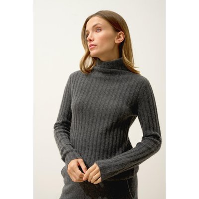Pull Col Montant 4 Fils Anthracite Chiné Sunneva JUST CASHMERE