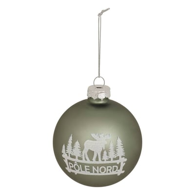 Boule de Noël en verre renne Nord vert D. 80 mm FEERIC LIGHTS & CHRISTMAS
