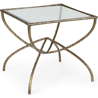 Table d'appoint doré antique en métal et verre élégant RECOLLECTION