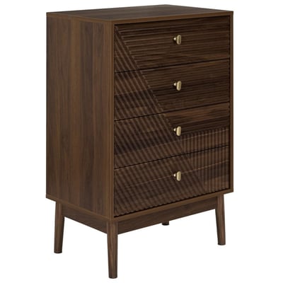 Commode Marron 4 Tiroirs Avec Poignées Dorées DECORATIE