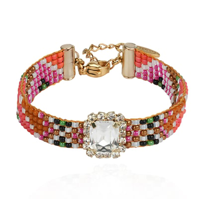 Bracelet réglable perles tissées cabochon central STRIPPY HIPANEMA