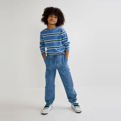 Jean cargo élastiqué contenant du coton BIO GOTS MONOPRIX