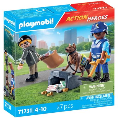 Policier chien de recherche, voleur et accessoires PLAYMOBIL