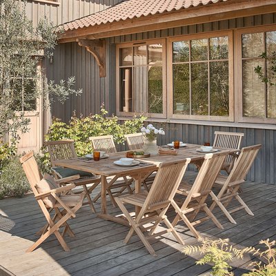 Salon de jardin en teck massif extensible 8/10 places  MALTE BERAH GETAH
