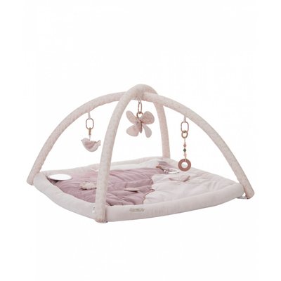 Tapis d'éveil ouatiné avec arche de jeux Rose COMBELLE