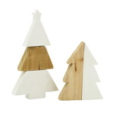 Sapins en céramique blanche et bois AUBRY GASPARD