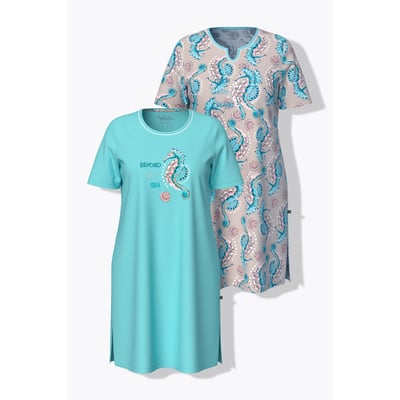 Lot de 2 chemises de nuit, motif hippocampes ULLA POPKEN