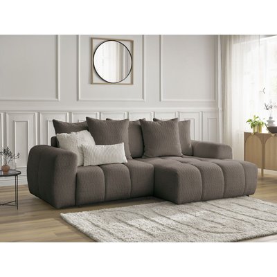 Canapé d'angle convertible 3 places en tissu bouclette, ROXELANE BOBOCHIC