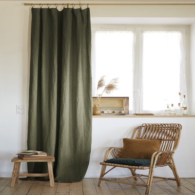 Rideau ajustable lin gris 140x270 TERRE DE NUIT