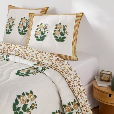Funda de almohada acolchada, gasa de algodón estampada en bloques, Japali LA REDOUTE INTERIEURS