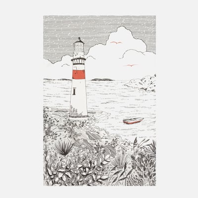 Torchon imprimé en coton et lin PHARE COUCKE