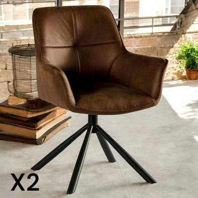Fauteuil pivotant contemporain microfibre havane (lot de 2) IENA PIER IMPORT